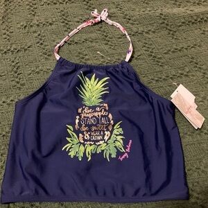 NWT Tommy Bahama Girls Blue And Green Halter Tankini Top Size 16